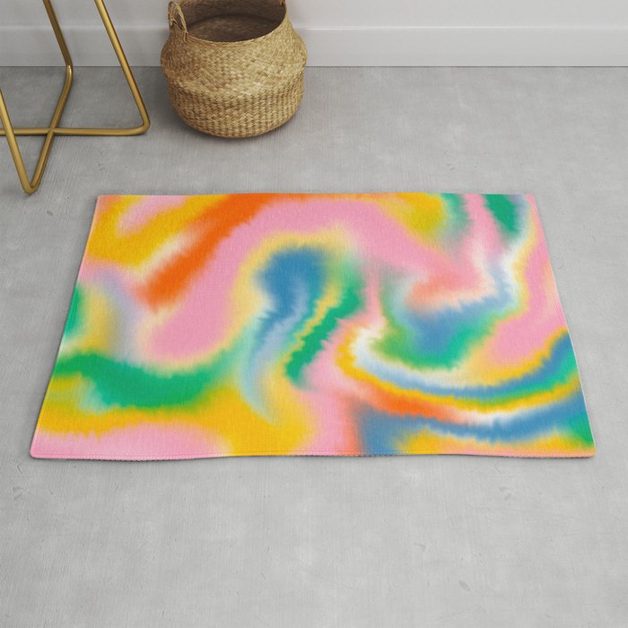 Ombre rainbow waves Rug Gallery Image 1