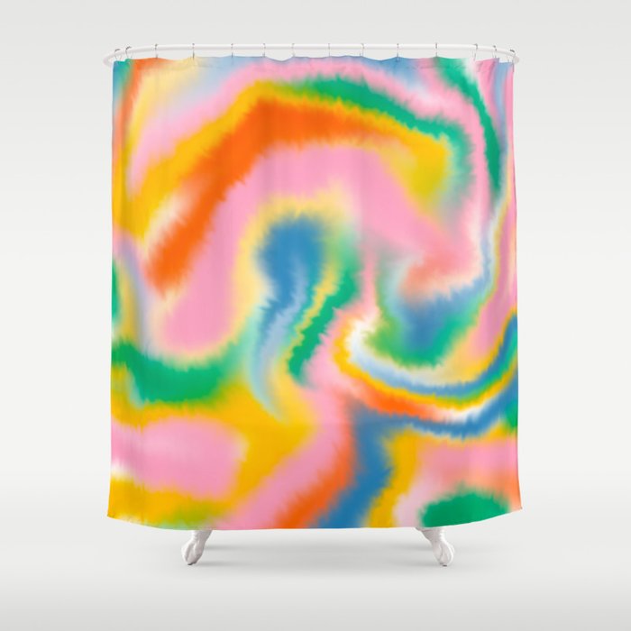 Ombre rainbow waves Shower Curtain Gallery Image 1