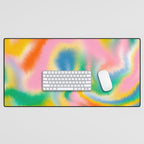 Ombre rainbow waves Desk Mat Gallery Image 1