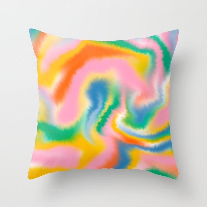 Ombre rainbow waves Throw Pillow Gallery Image 1