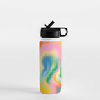 Ombre rainbow waves Water Bottle Gallery Image 1