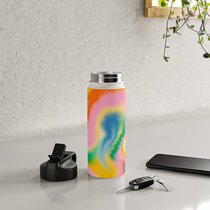Ombre rainbow waves Water Bottle Gallery Image 4