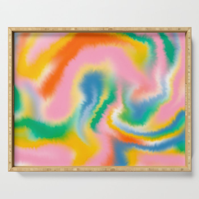 Ombre rainbow waves Serving Tray Gallery Image 1