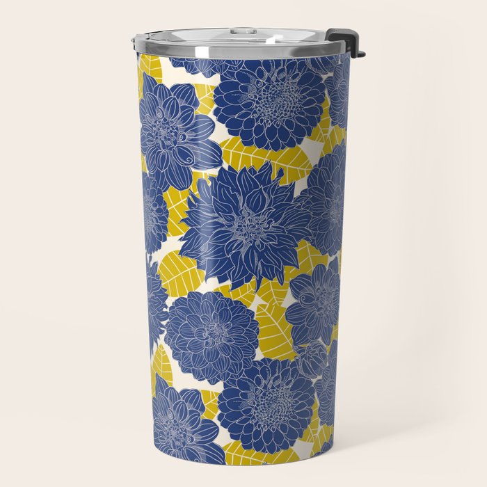 Blue Dahlias Travel Mug Gallery Image 2