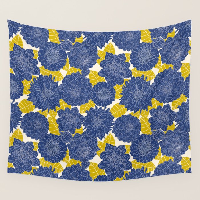 Blue Dahlias Wall Tapestry Gallery Image 1