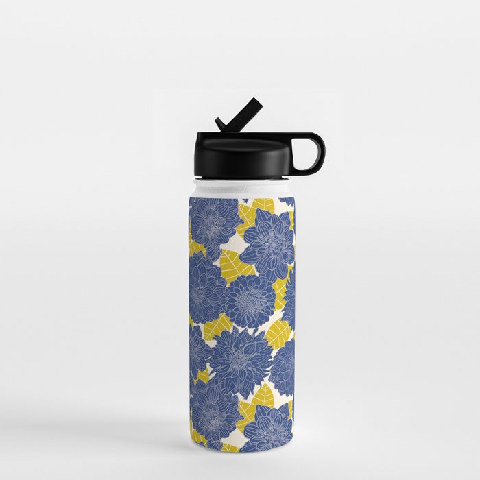 Blue Dahlias Water Bottle Gallery Image 1