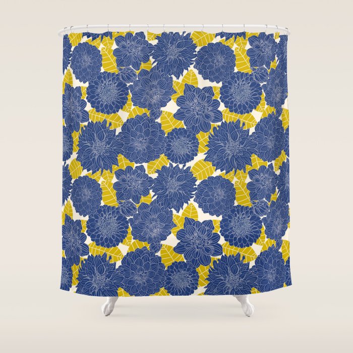 Blue Dahlias Shower Curtain Gallery Image 1