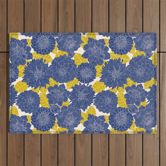 Blue Dahlias Outdoor Rug Gallery Image 1