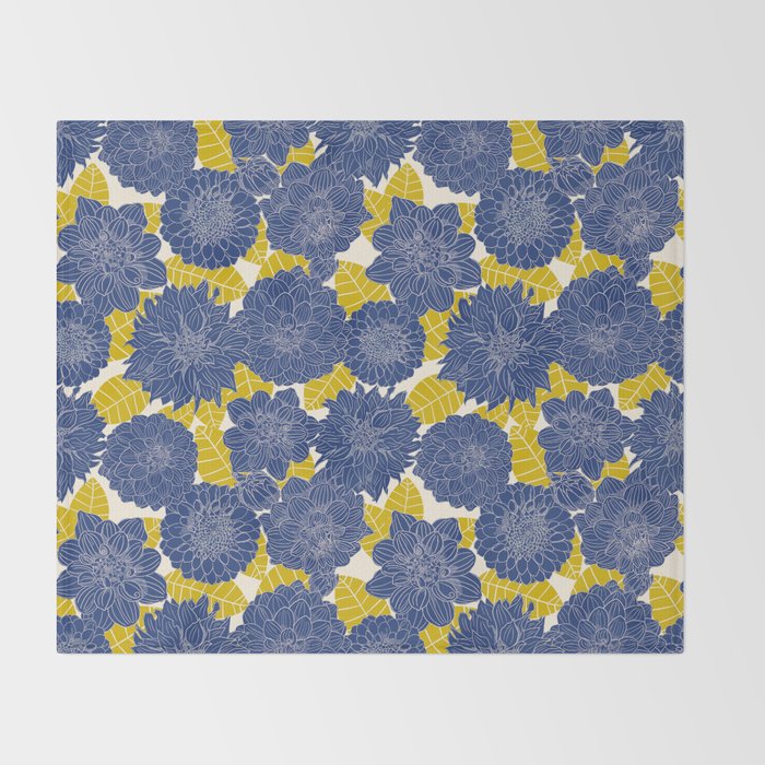 Blue Dahlias Throw Blanket Gallery Image 2