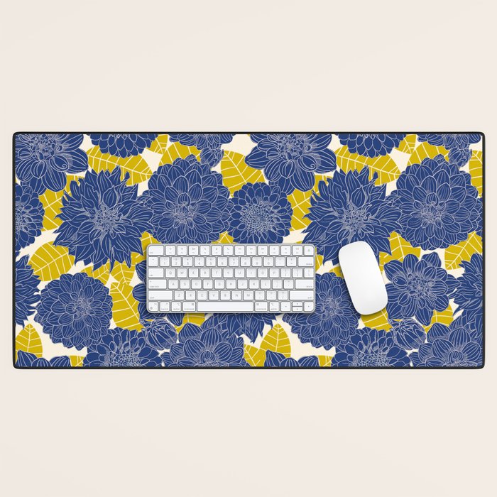 Blue Dahlias Desk Mat Gallery Image 1