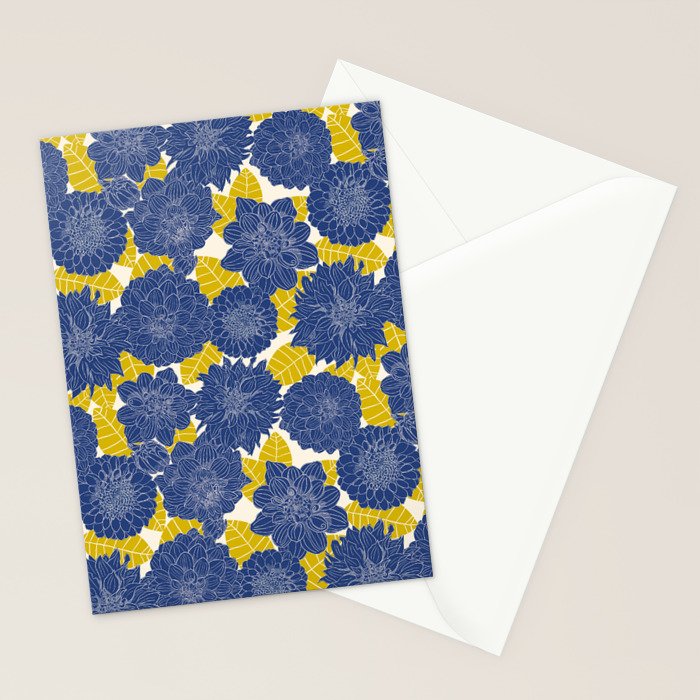 Blue Dahlias Stationery Card Gallery Image 2