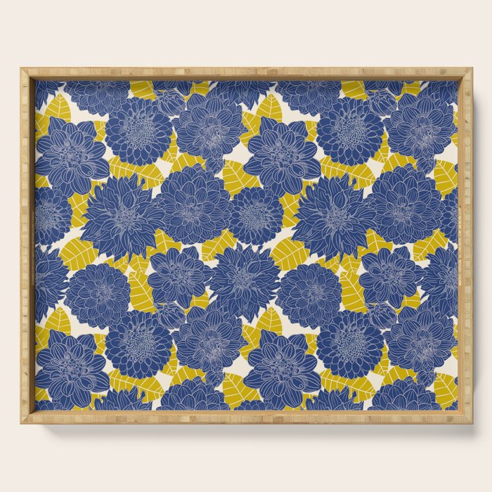 Blue Dahlias Serving Tray Gallery Image 1