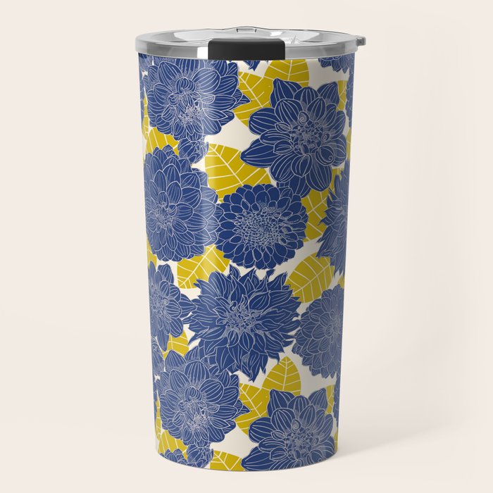 Blue Dahlias Travel Mug Gallery Image 1