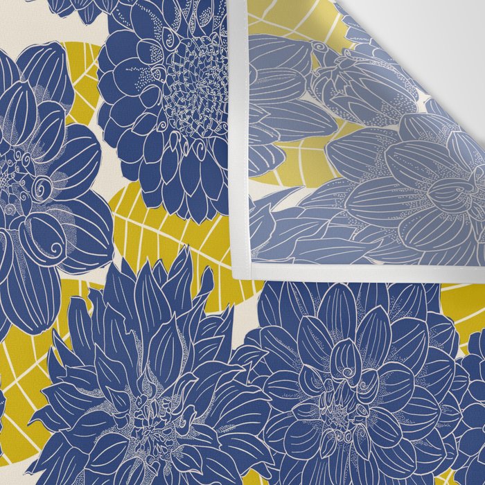 Blue Dahlias Wall Tapestry Gallery Image 3