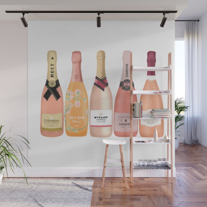 Rose Champagne Bottles Wall Mural Gallery Image 1