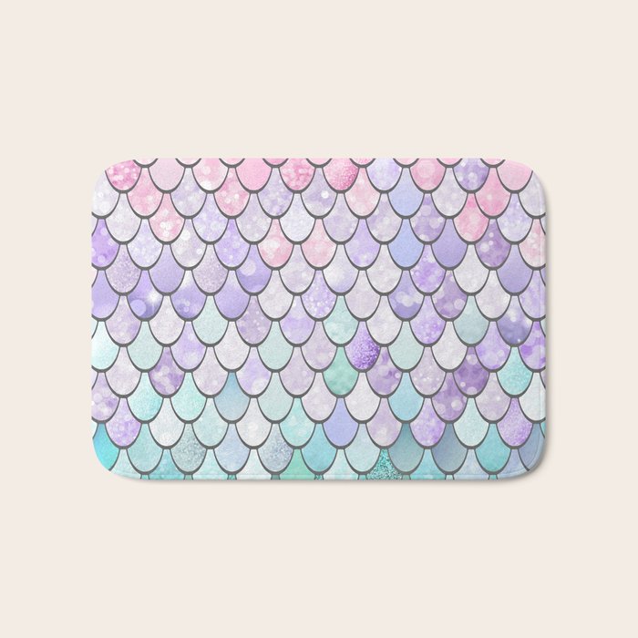 Mermaid Pastel Pink Purple Aqua Teal Bath Mat Gallery Image 1