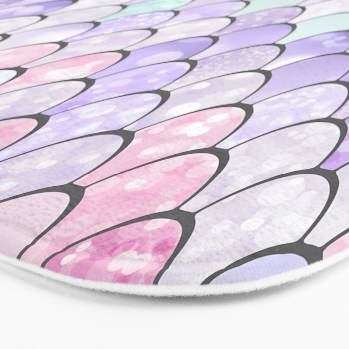 Mermaid Pastel Pink Purple Aqua Teal Bath Mat Gallery Image 3