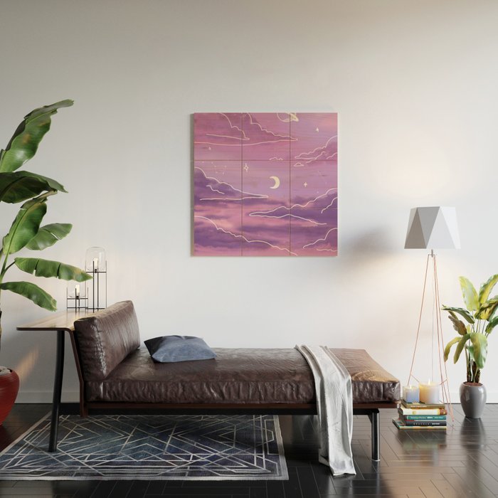 Purple Sunset View Wood Wall Art Gallery Image 2