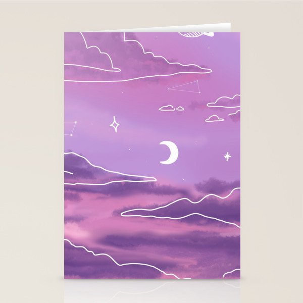 Purple Sunset View Stationery Card Gallery Image 1