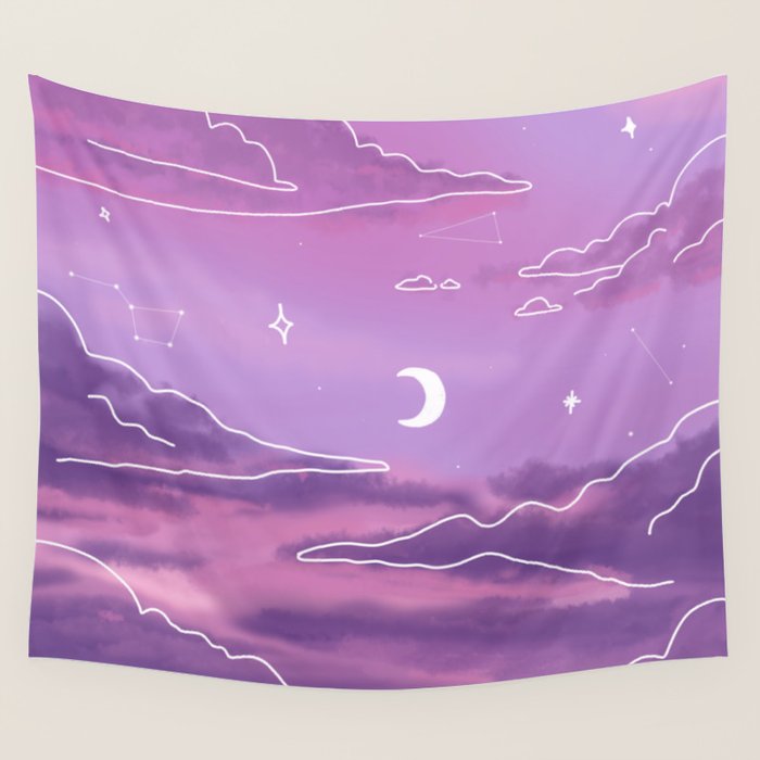 Purple Sunset View Wall Tapestry Gallery Image 4