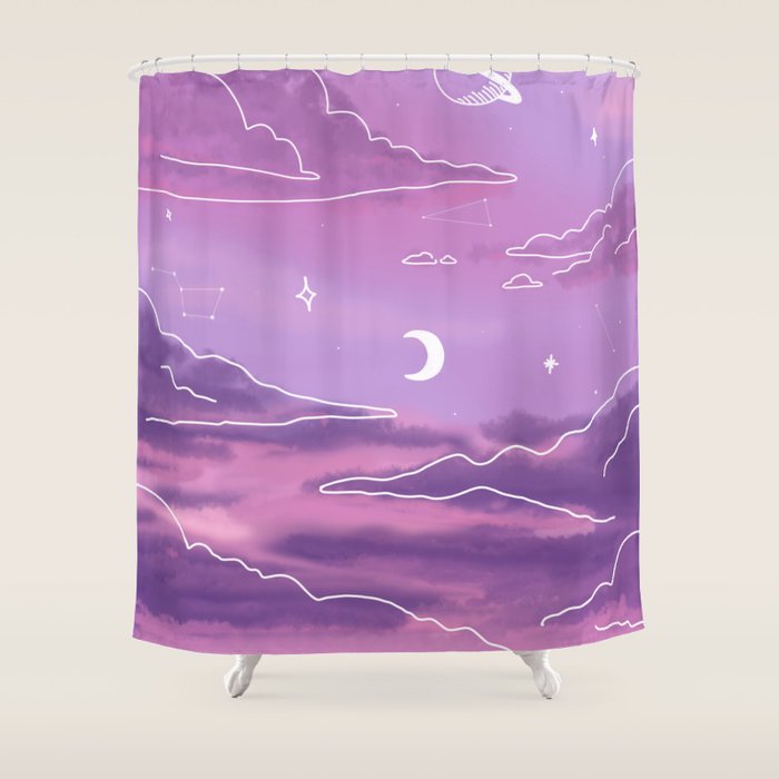 Purple Sunset View Shower Curtain Gallery Image 1