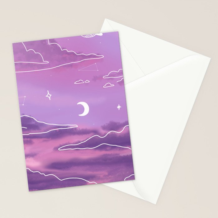 Purple Sunset View Stationery Card Gallery Image 2