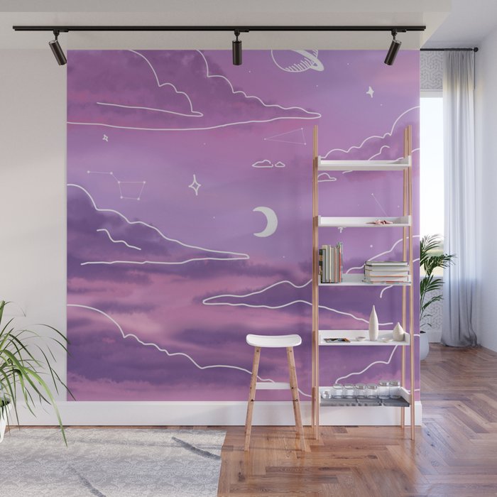 Purple Sunset View Wall Mural Gallery Image 1