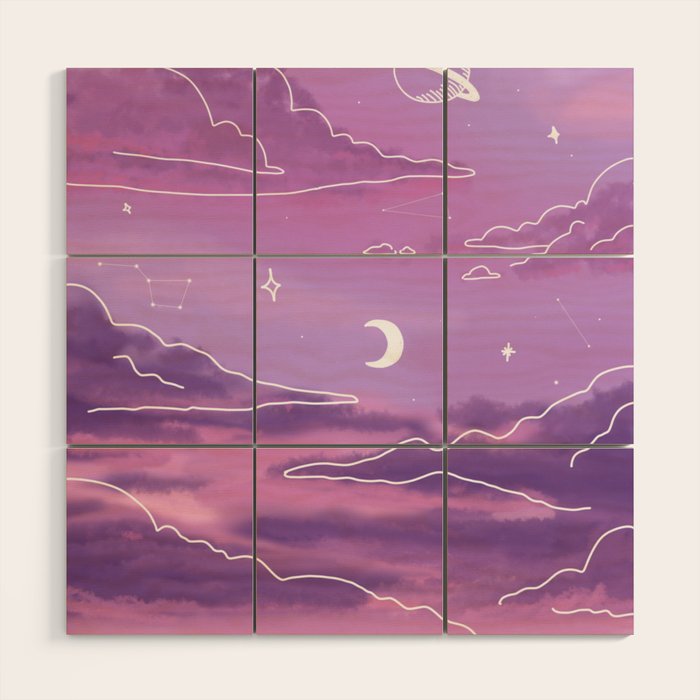 Purple Sunset View Wood Wall Art Gallery Image 1
