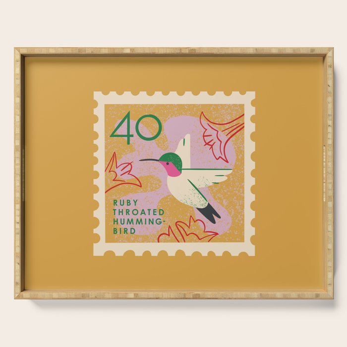 Hummingbird Postage Stamp Serving Tray Gallery Image 1