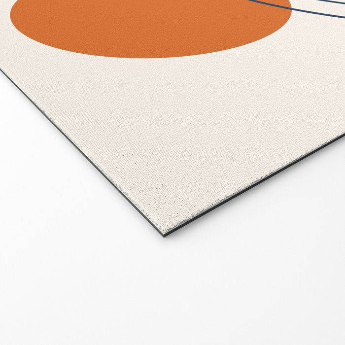 Mid Century Modern Geometric 88 in Navy Blue and Orange (Rainbow and Sun Abstraction) Welcome Mat Gallery Image 2