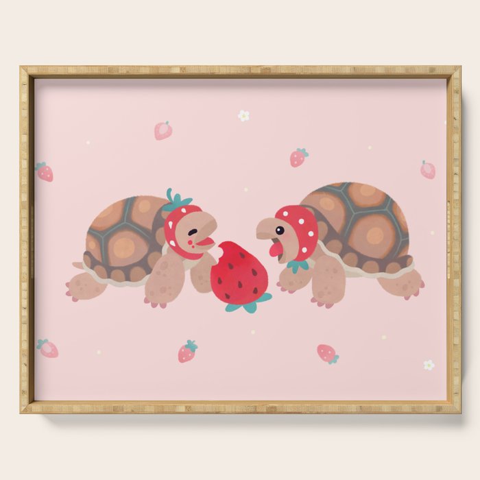 Tortoises love strawberries Serving Tray Gallery Image 1