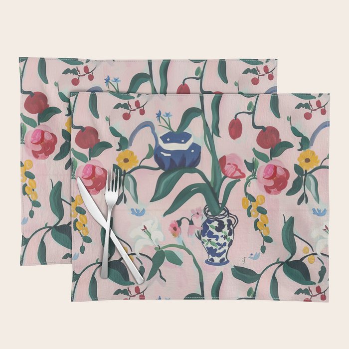 Floral Whimsy on Blush Placemat Gallery Image 1