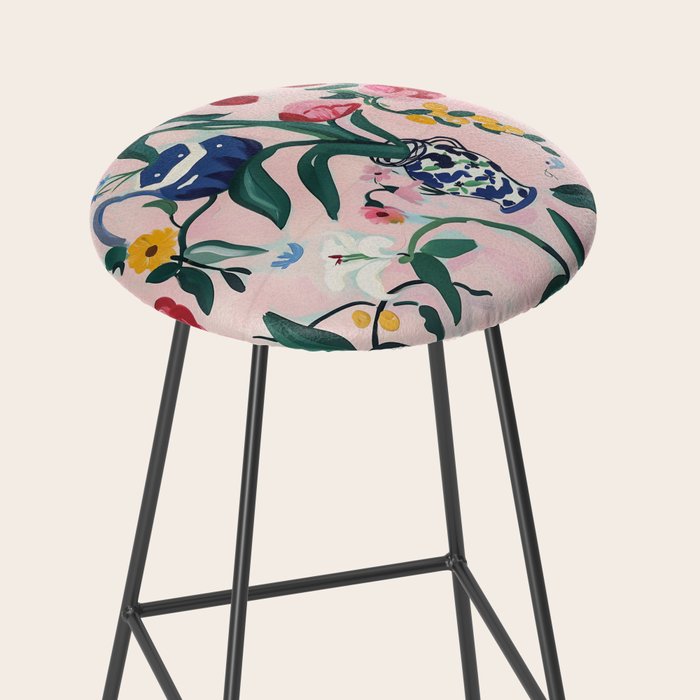 Floral Whimsy on Blush Stool Gallery Image 2
