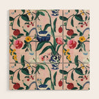Floral Whimsy on Blush Wood Wall Art Gallery Image 1