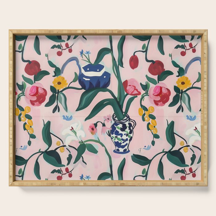 Floral Whimsy on Blush Serving Tray Gallery Image 1