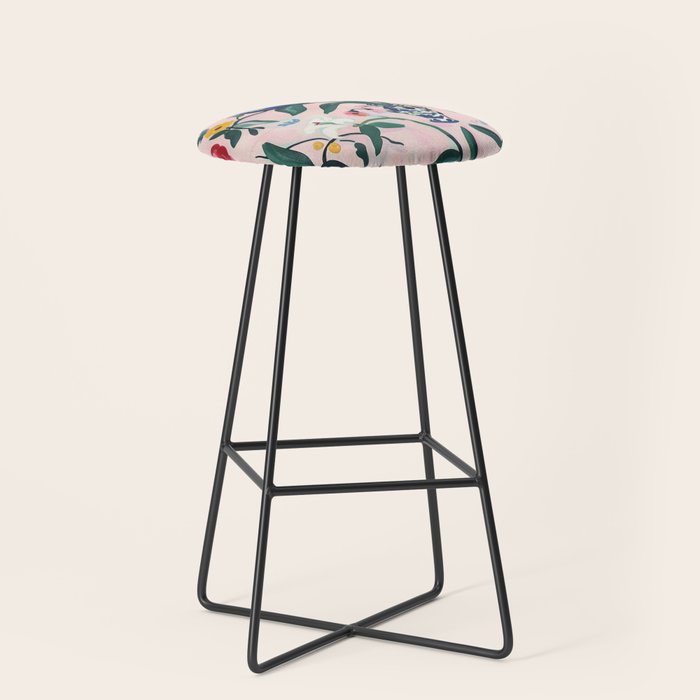 Floral Whimsy on Blush Stool Gallery Image 1