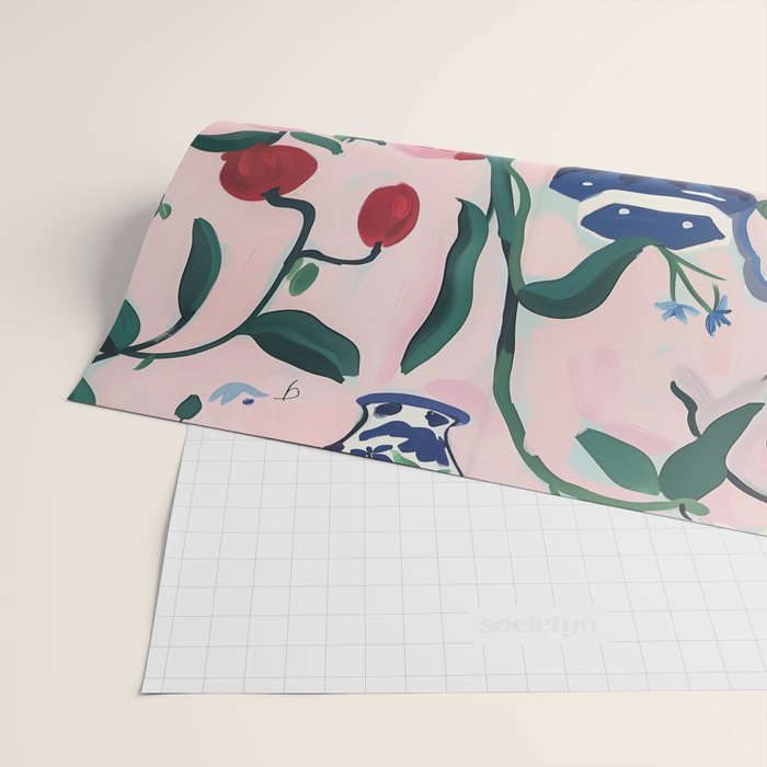 Floral Whimsy on Blush Wrapping Paper Gallery Image 2