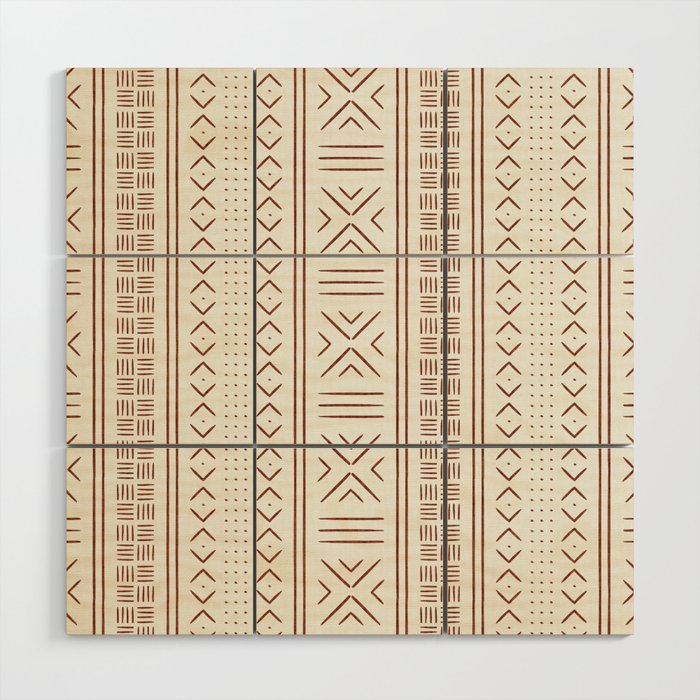 rust on bone mud cloth Wood Wall Art Gallery Image 1