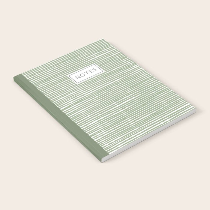 Abstract Stripes, Sage Green, Boho Wall Art Notebook Gallery Image 1
