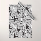 Geometric sweet wet noses // grey background black and white dogs Wrapping Paper Gallery Image 1