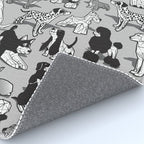 Geometric sweet wet noses // grey background black and white dogs Rug Gallery Image 4