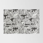 Geometric sweet wet noses // grey background black and white dogs Rug Gallery Image 2