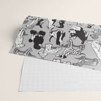 Geometric sweet wet noses // grey background black and white dogs Wrapping Paper Gallery Image 2