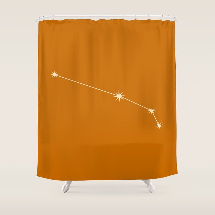 Aries Zodiac Star Constellation Line Art Orange Shower Curtain Gallery Image 1