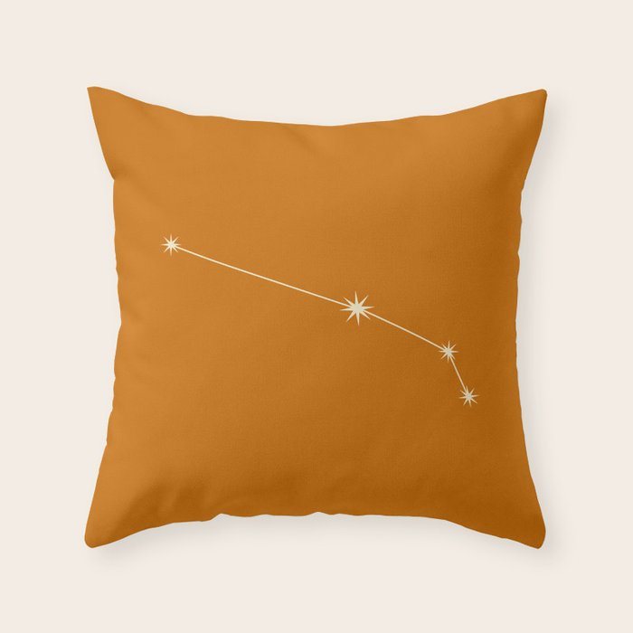 Aries Zodiac Star Constellation Line Art Orange Throw Pillow Gallery Image 1