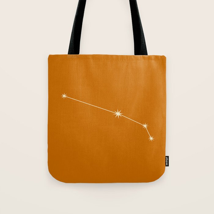 Aries Zodiac Star Constellation Line Art Orange Tote Bag Gallery Image 1