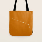 Aries Zodiac Star Constellation Line Art Orange Tote Bag Gallery Image 1