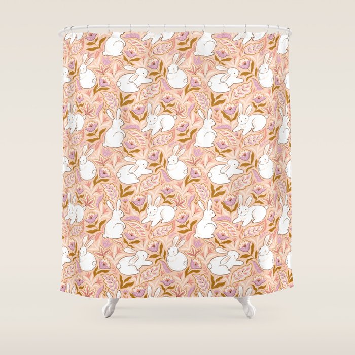 Funny bunny print Shower Curtain Gallery Image 1