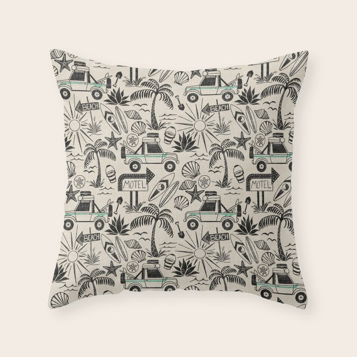 Baja - black and teal Throw Pillow Gallery Image 6