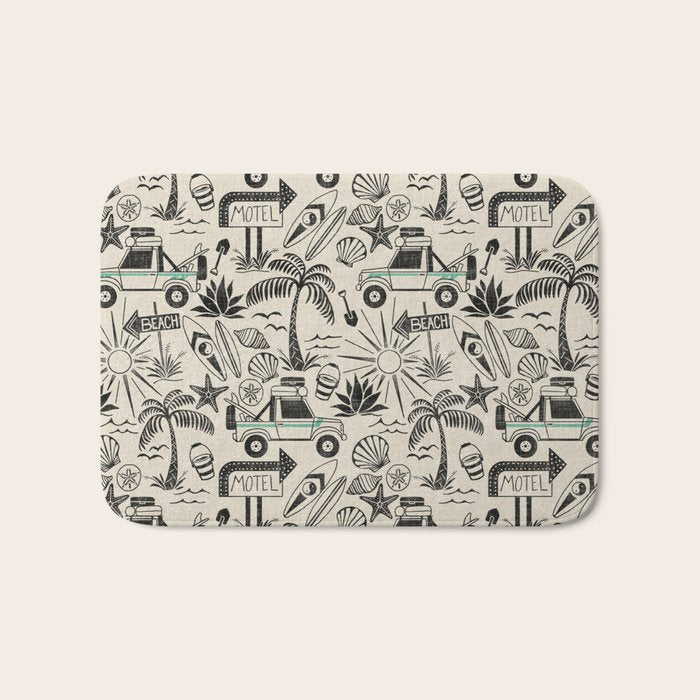 Baja - black and teal Bath Mat Gallery Image 1